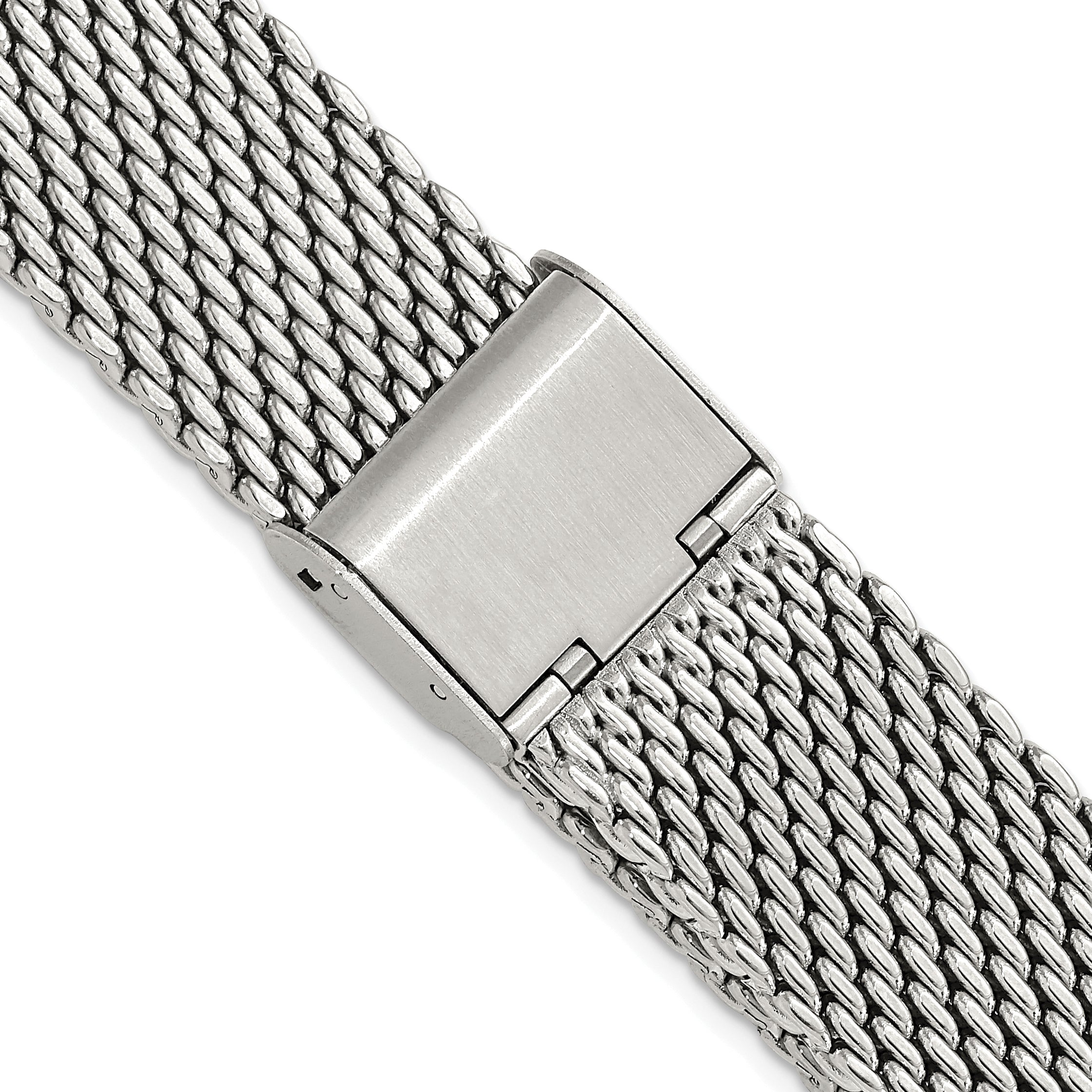 18mm Stainless Steel Mesh with Deployment Clasp 7.5 inch Watch Strap