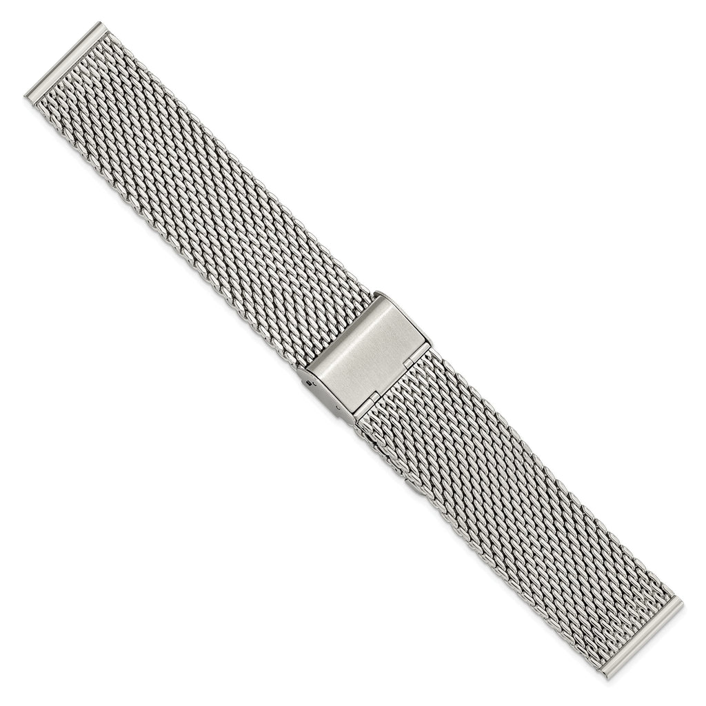 Mesh Watch Band with Deployment Buckle in Stainless Steel, Adjustable - Sophia Jewelers