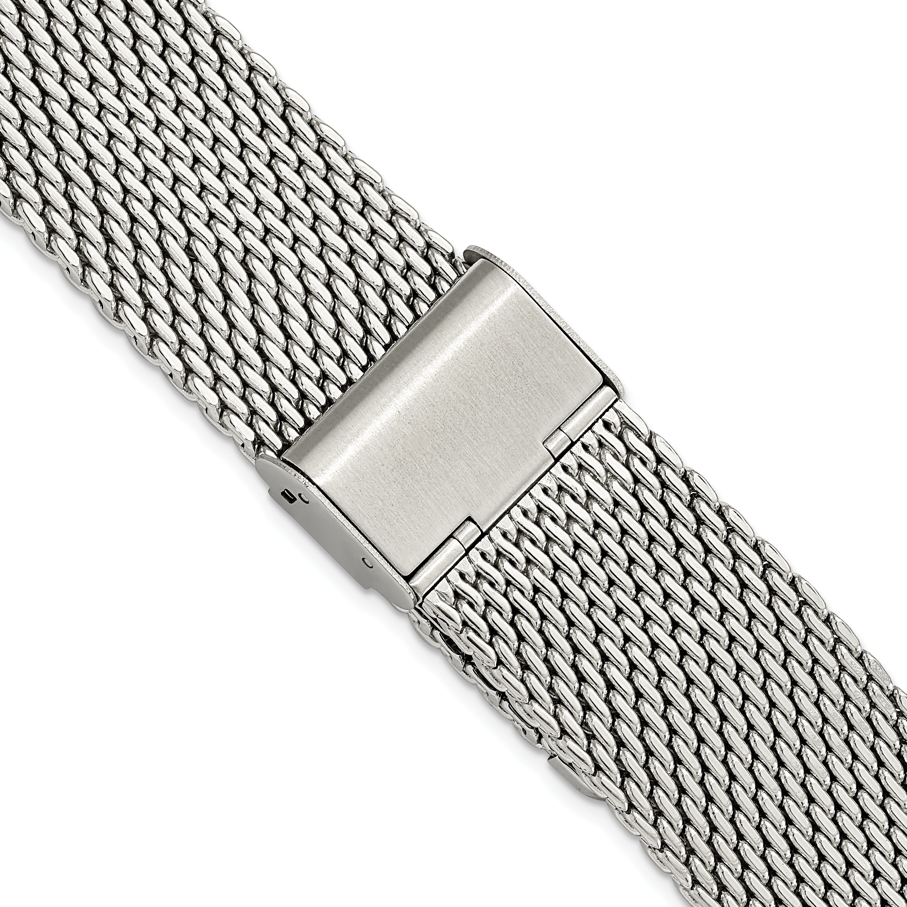 18mm Stainless Steel Mesh with Deployment Clasp 7.5 inch Watch Strap