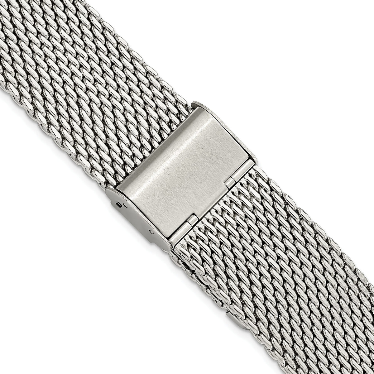 Mesh Watch Band with Deployment Buckle in Stainless Steel, Adjustable - Sophia Jewelers