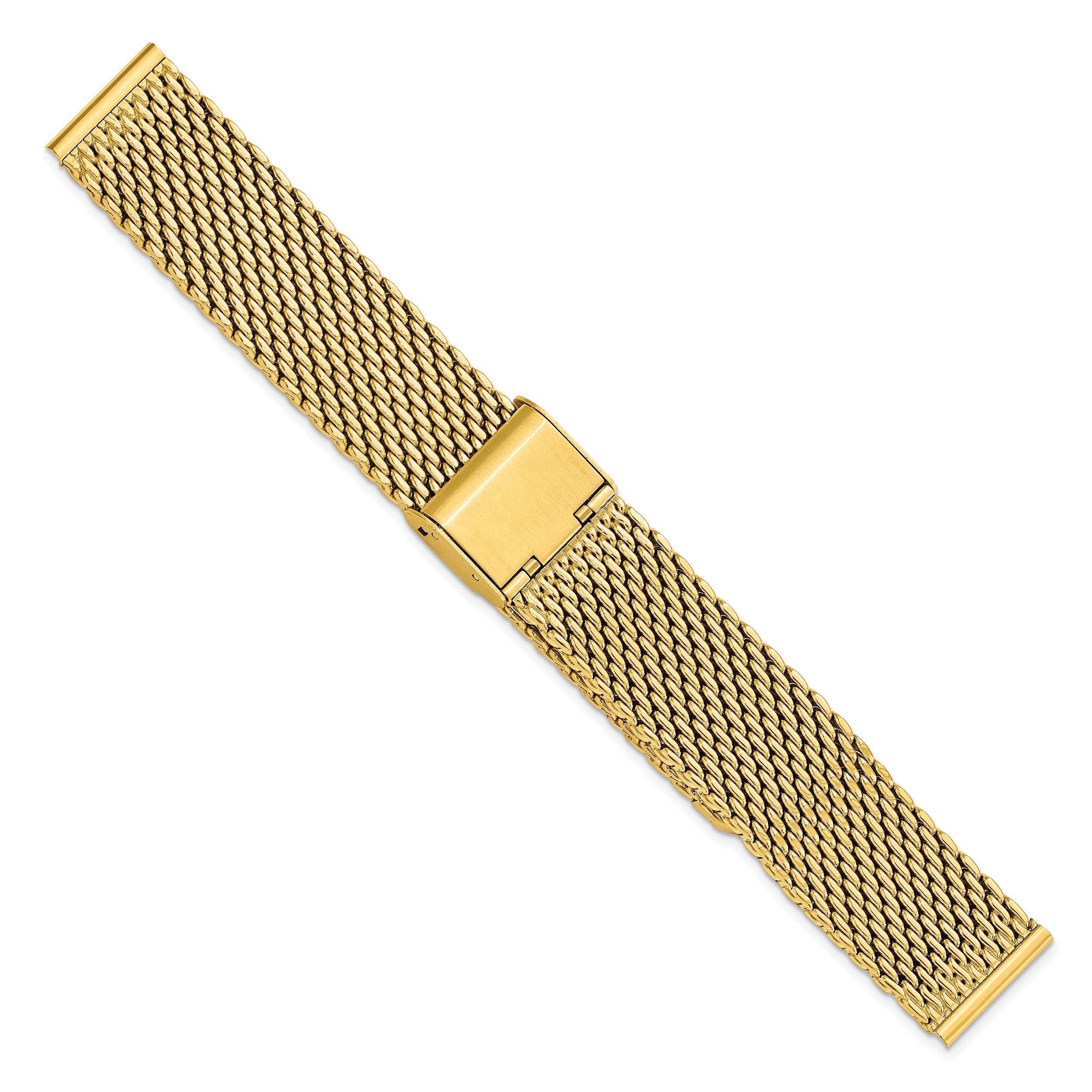 18mm Gold-tone Stainless Mesh with Deployment Clasp 7.5 inch Watch Band