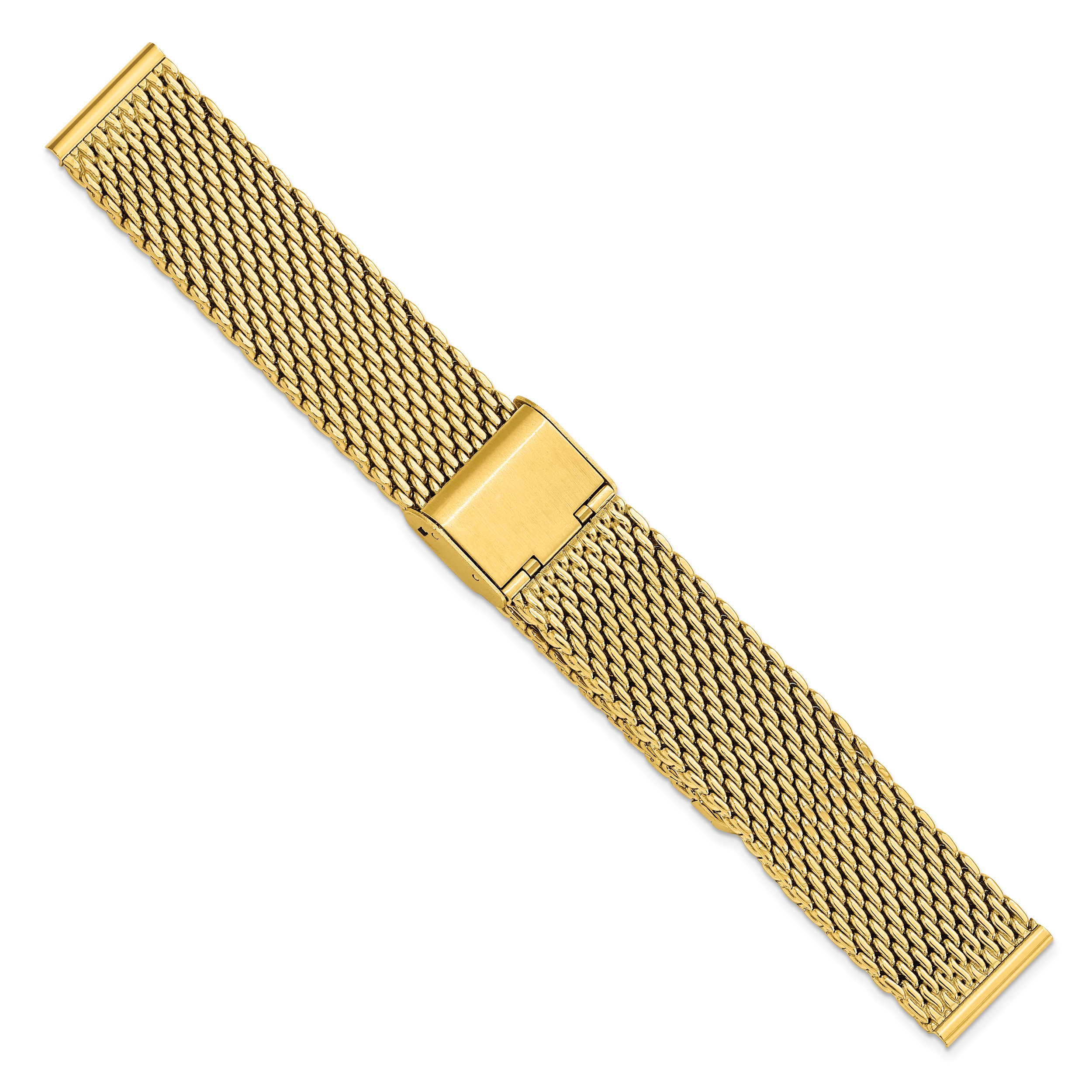 18mm Gold-tone Stainless Mesh with Deployment Clasp 7.5 inch Watch Band