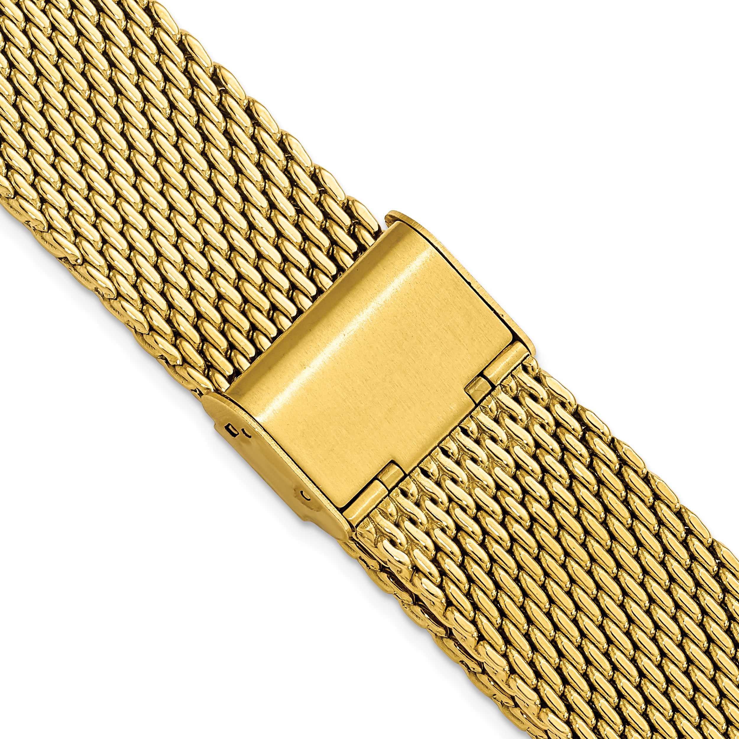 18mm Gold-tone Stainless Mesh with Deployment Clasp 7.5 inch Watch Band
