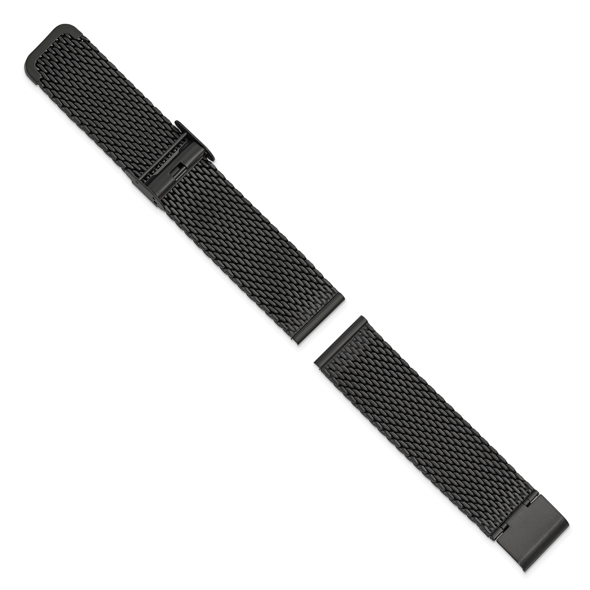 Matte Black Mesh Watch Strap in PVD-Plated Stainless Steel, 18mm Secondary image