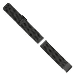 22mm Matte Black PVD-plated Stainless Mesh with Deployment Clasp 7.5 inch Watch Strap