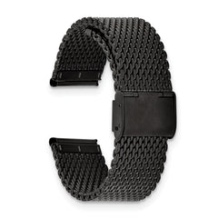 22mm Matte Black PVD-plated Stainless Mesh with Deployment Clasp 7.5 inch Watch Strap