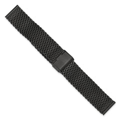22mm Matte Black PVD-plated Stainless Mesh with Deployment Clasp 7.5 inch Watch Strap
