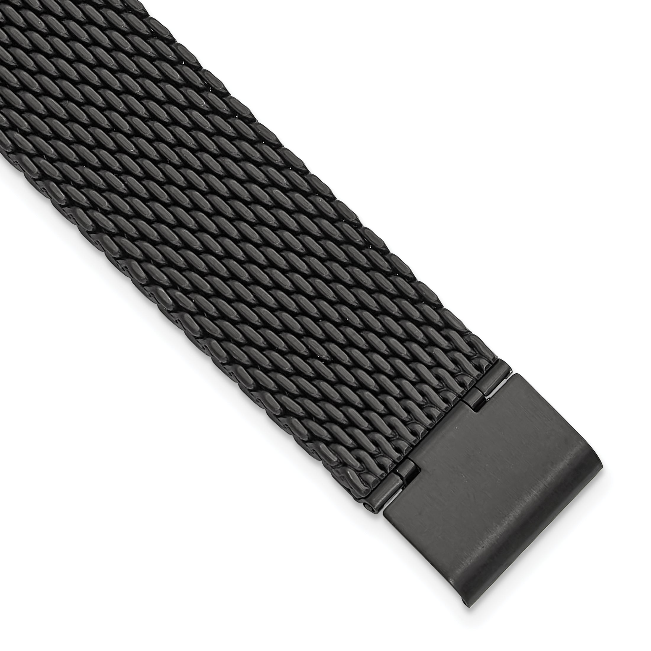 18mm Matte Black PVD-plated Stainless Mesh with Deployment Clasp 7.5 inch Watch Strap