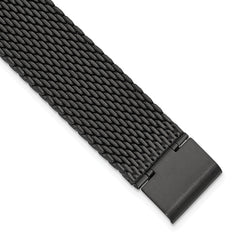 22mm Matte Black PVD-plated Stainless Mesh with Deployment Clasp 7.5 inch Watch Strap