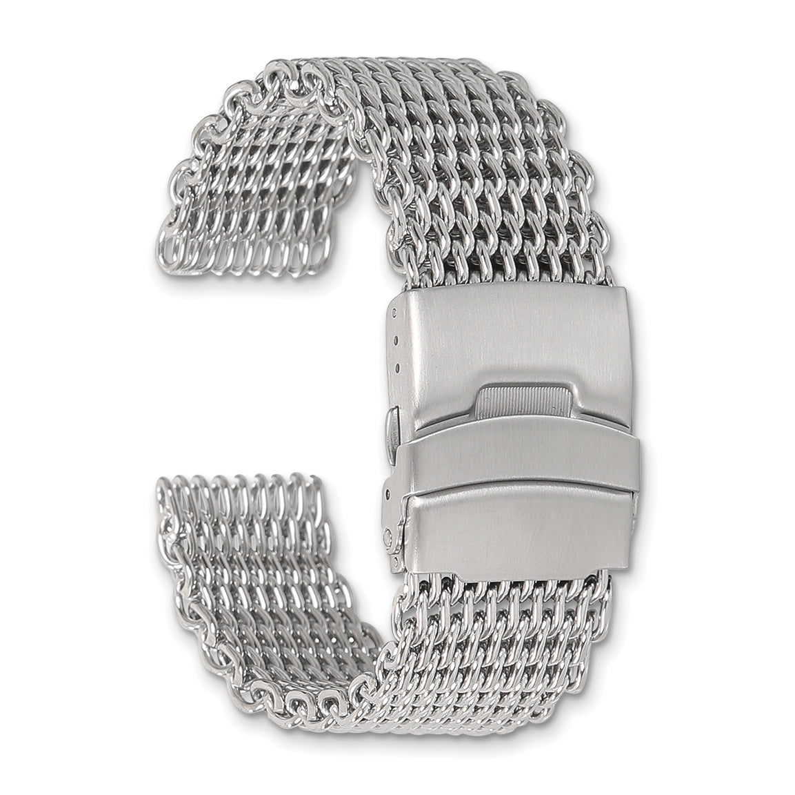 20mm Stainless Steel Shark Mesh with Divers Clasp 7 inch Watch Strap