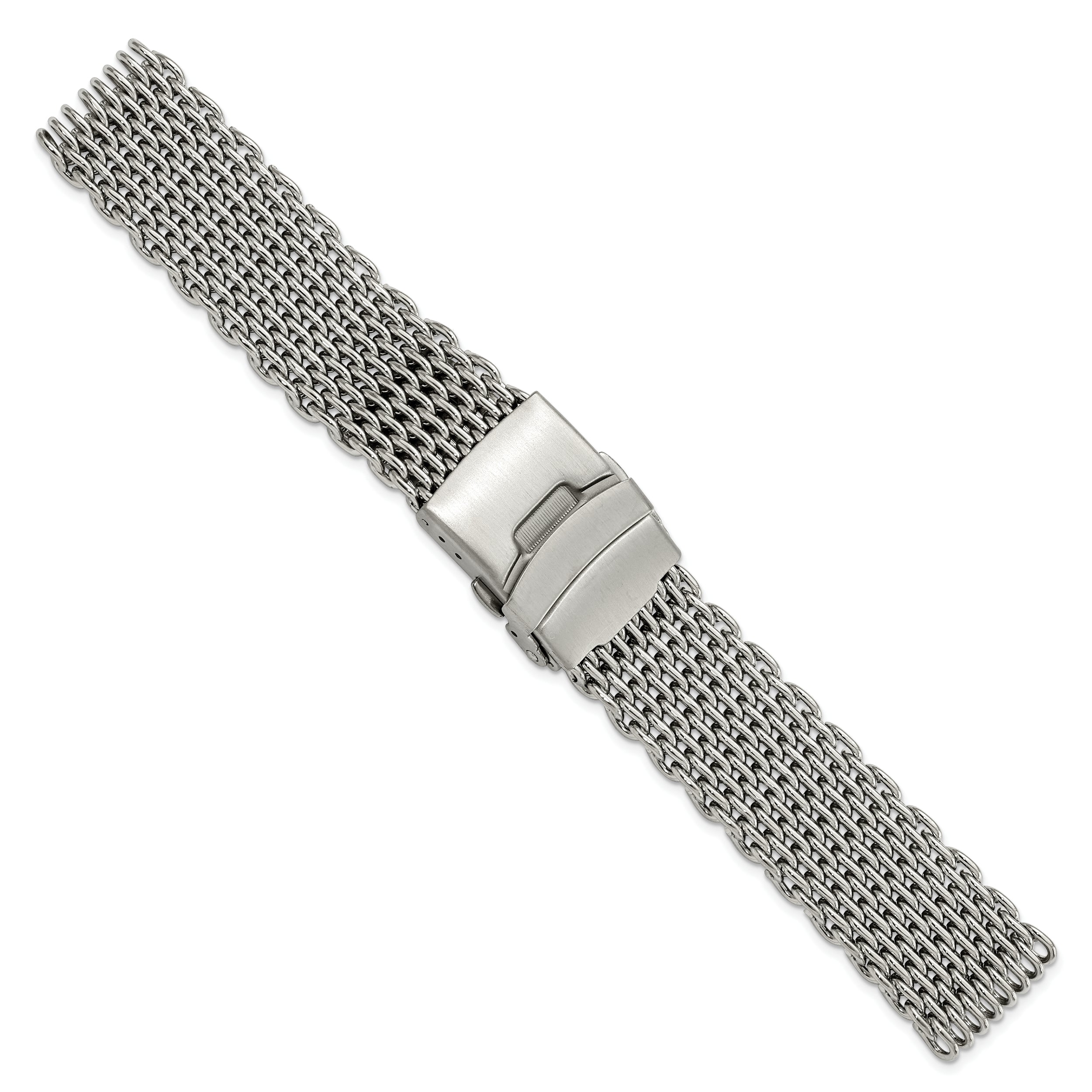 20mm Stainless Steel Shark Mesh with Divers Clasp 7 inch Watch Strap