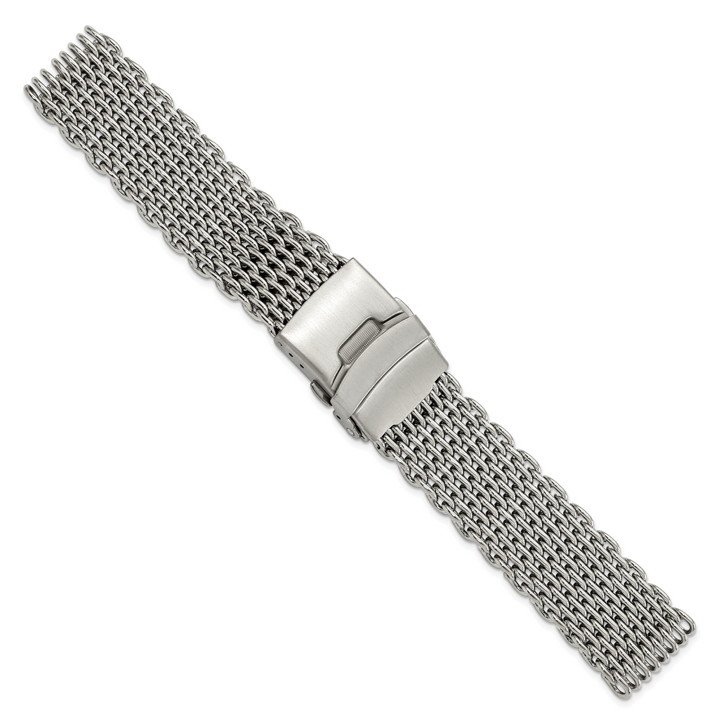 20mm Stainless Steel Shark Mesh with Divers Clasp 7 inch Watch Strap