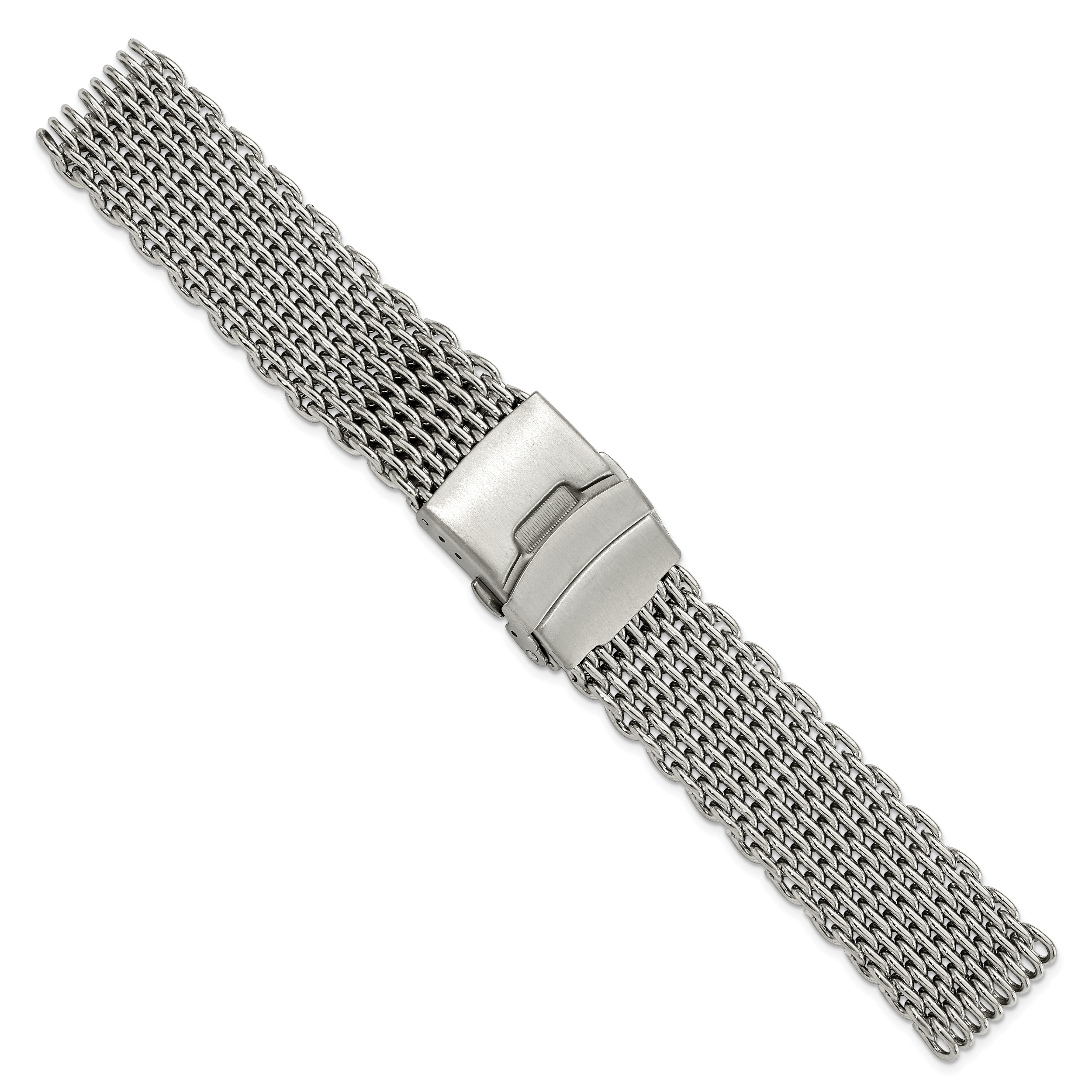 20mm Stainless Steel Shark Mesh with Divers Clasp 7 inch Watch Strap