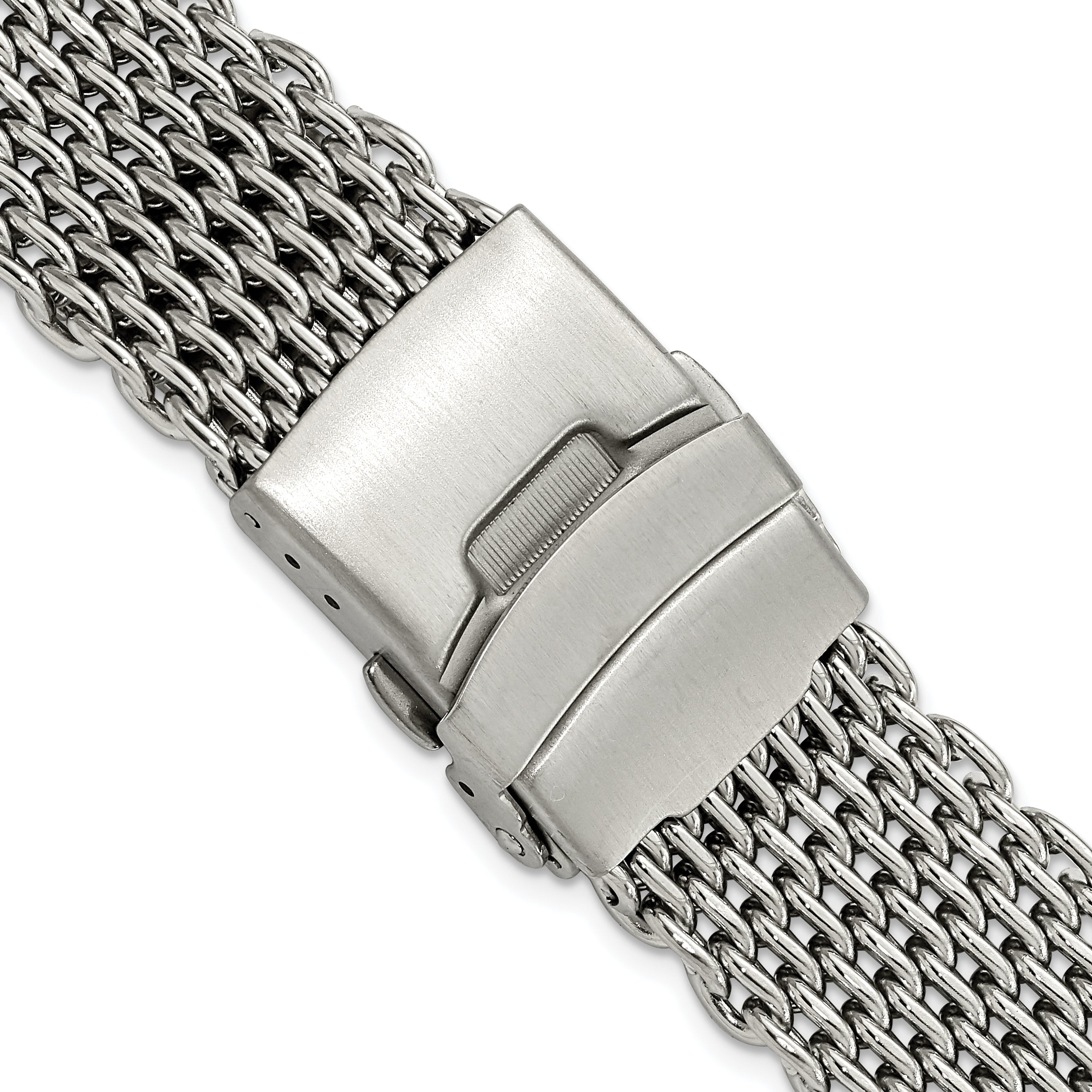 20mm Stainless Steel Shark Mesh with Divers Clasp 7 inch Watch Strap