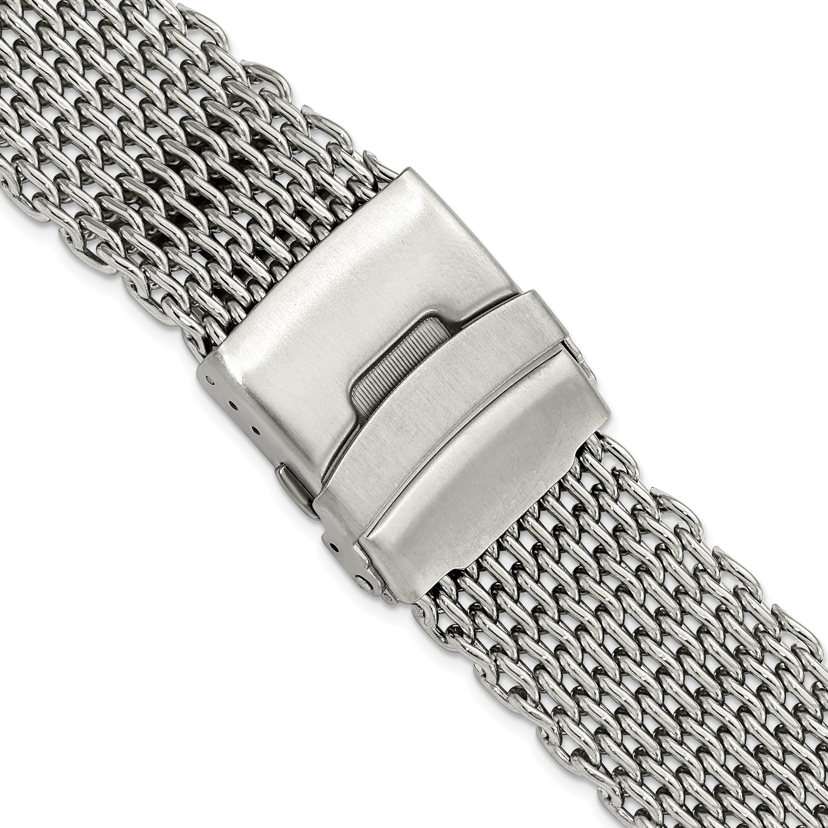 20mm Stainless Steel Shark Mesh with Divers Clasp 7 inch Watch Strap