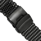 20mm Matte Black PVD-plated Stainless Shark Mesh with Divers Clasp 7 inch Watch Strap