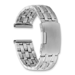 18mm Satin and Polished Stainless Steel Folded Link Style with Push-Button Deployment 7.75 inch Watch Band