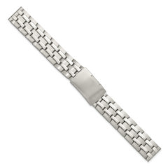 18mm Satin and Polished Stainless Steel Folded Link Style with Push-Button Deployment 7.75 inch Watch Band