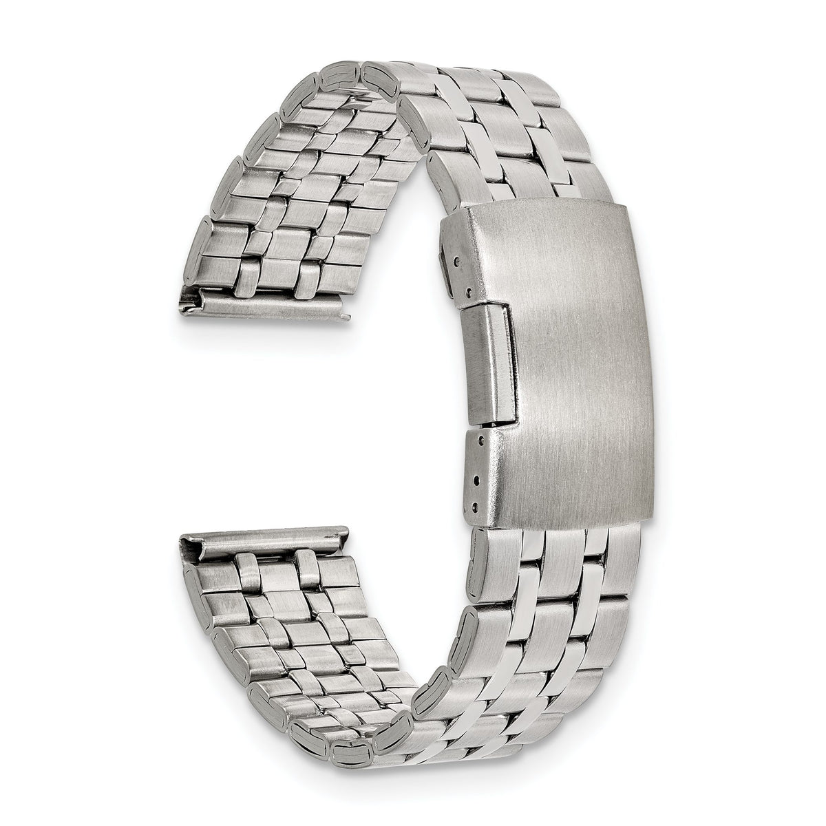Folded Link Watch Band with Deployment Buckle in Stainless Steel - Sophia Jewelers