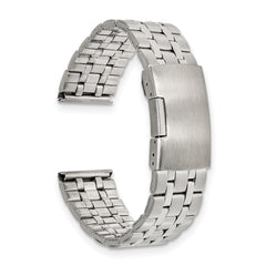 18mm Satin and Polished Stainless Steel Folded Link Style with Push-Button Deployment 7.75 inch Watch Band