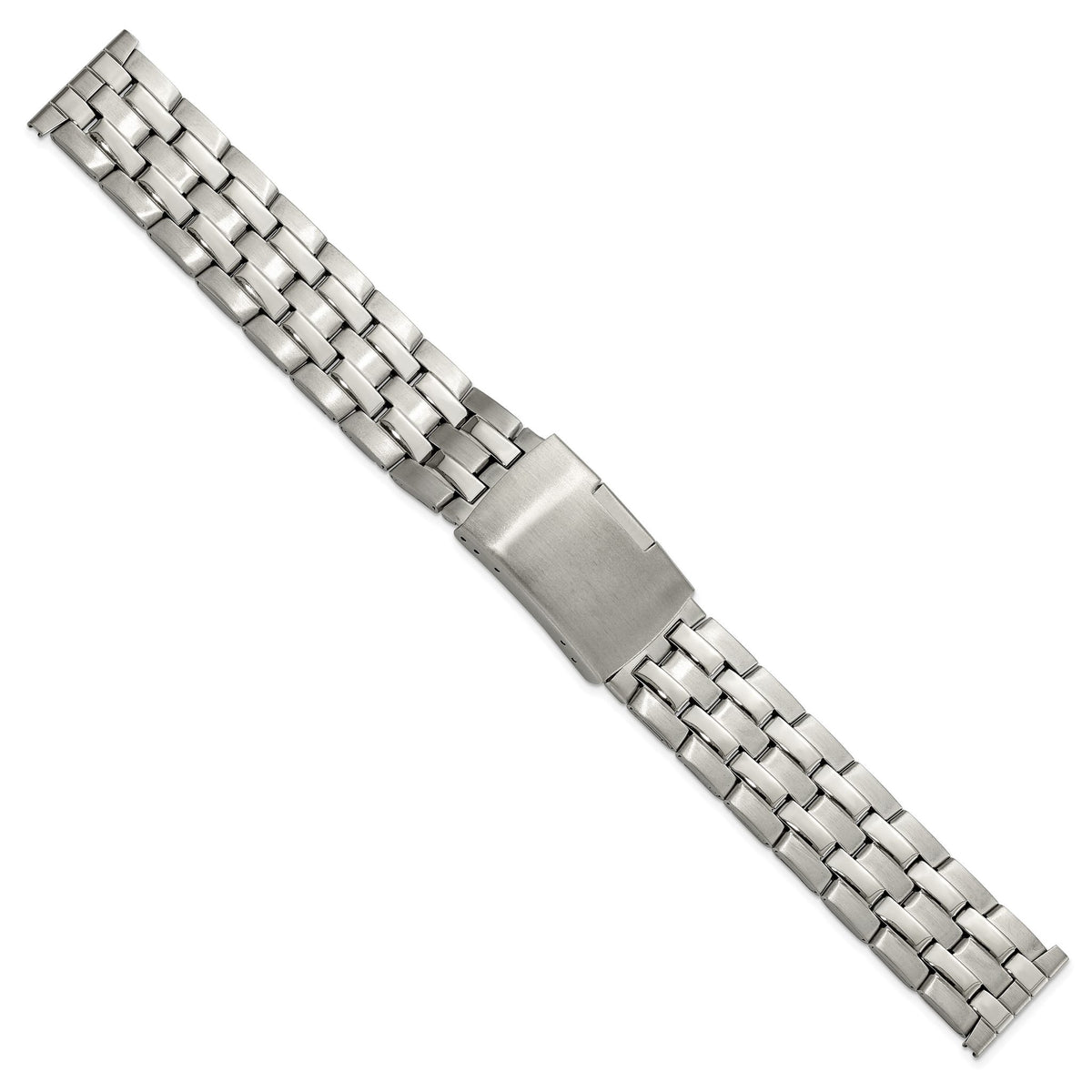 Folded Link Watch Band with Deployment Buckle in Stainless Steel - Sophia Jewelers