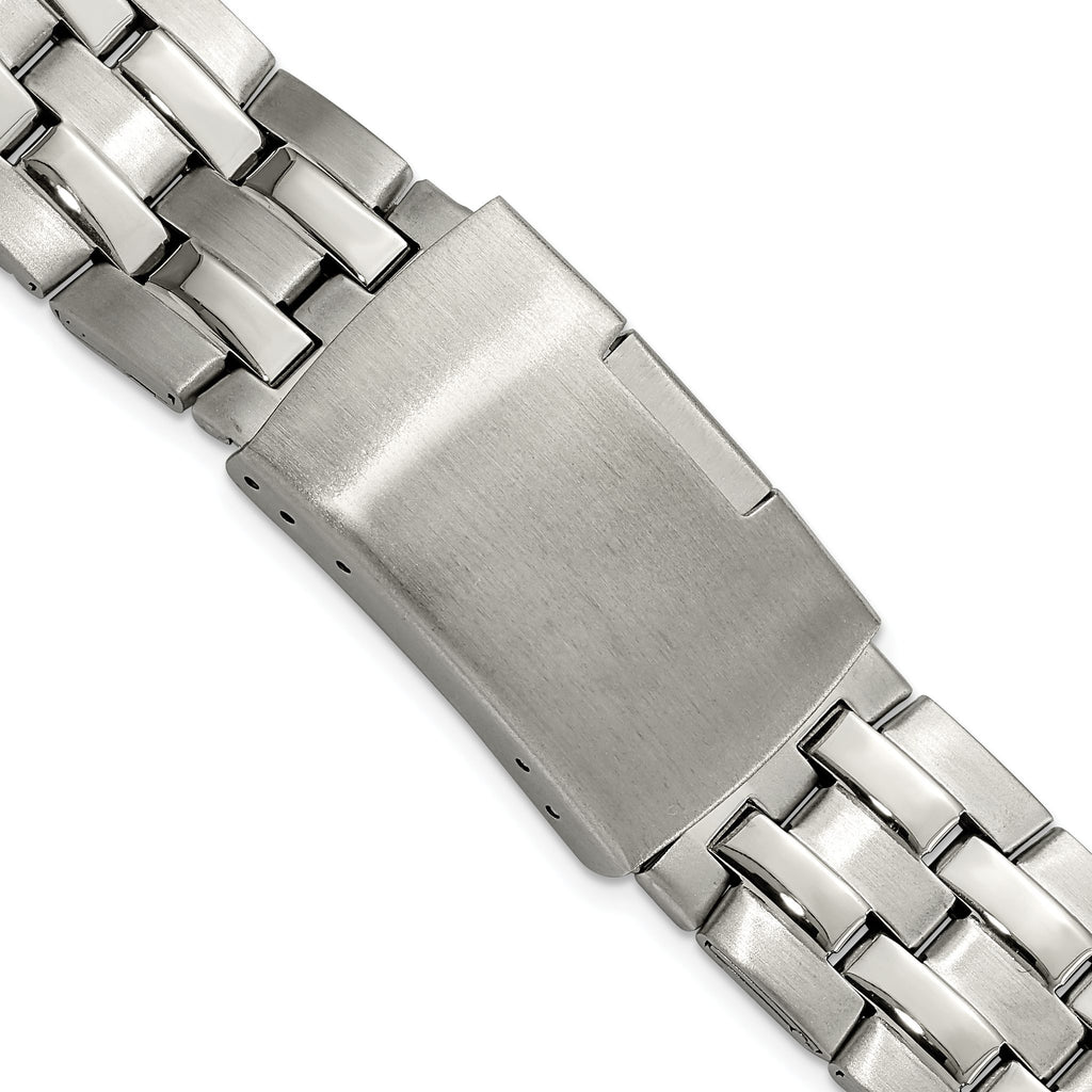 Folded Link Watch Band with Deployment Buckle in Stainless Steel - Sophia Jewelers