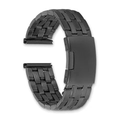 18mm Satin and Polished Black PVD-plated Stainless Steel Folded Link Style with Push-Button Deployment 7.75 inch Watch Band