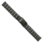 18mm Satin and Polished Black PVD-plated Stainless Steel Folded Link Style with Push-Button Deployment 7.75 inch Watch Band