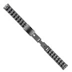 18mm Satin and Polished Black PVD-plated Stainless Steel Folded Link Style with Push-Button Deployment 7.75 inch Watch Band