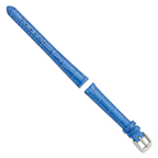 12mm Blue Crocodile Grain Chronograph Leather with Silver-tone Buckle 6.75 inch Watch Band