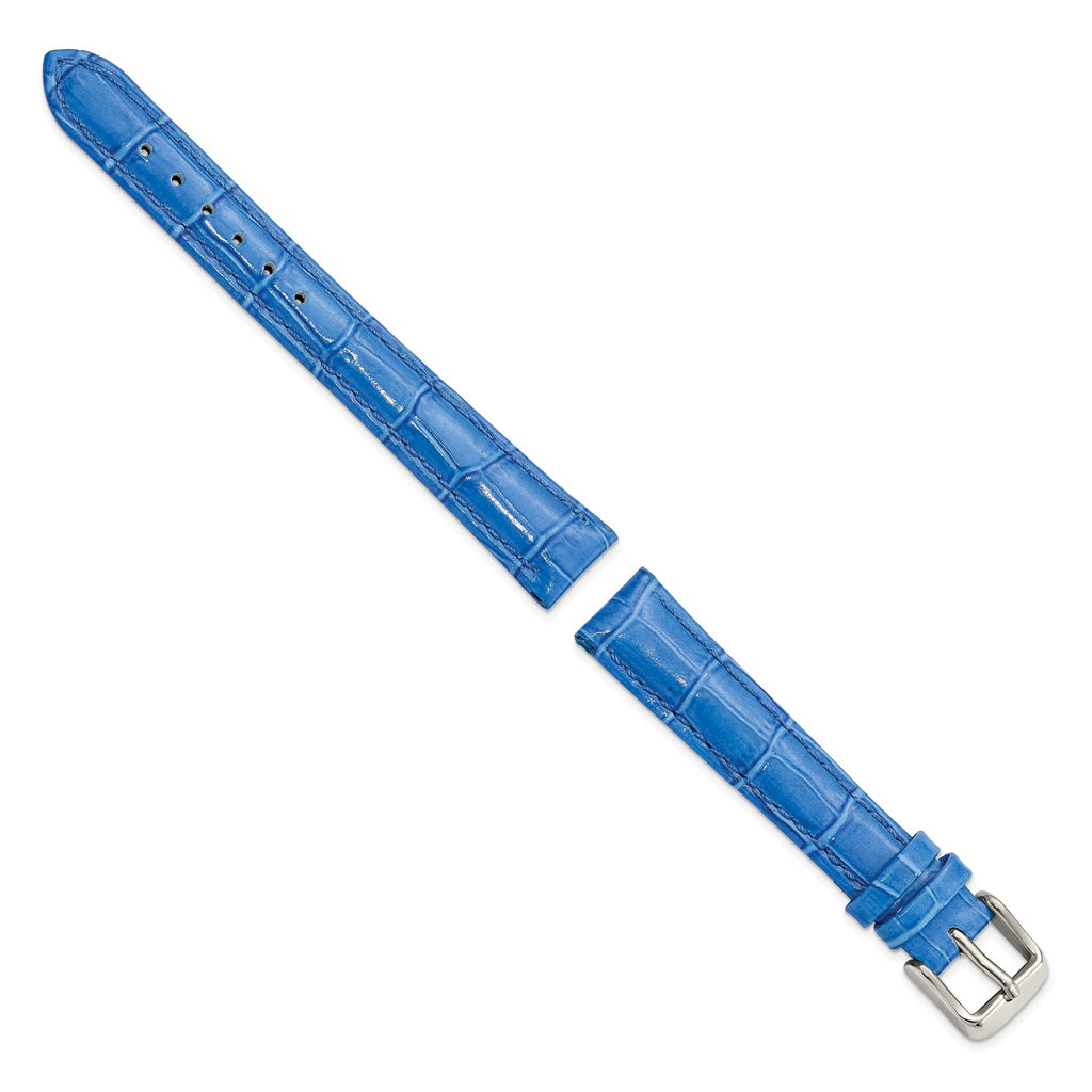 Crocodile-Grain Blue Watch Band in Leather - Sophia Jewelers