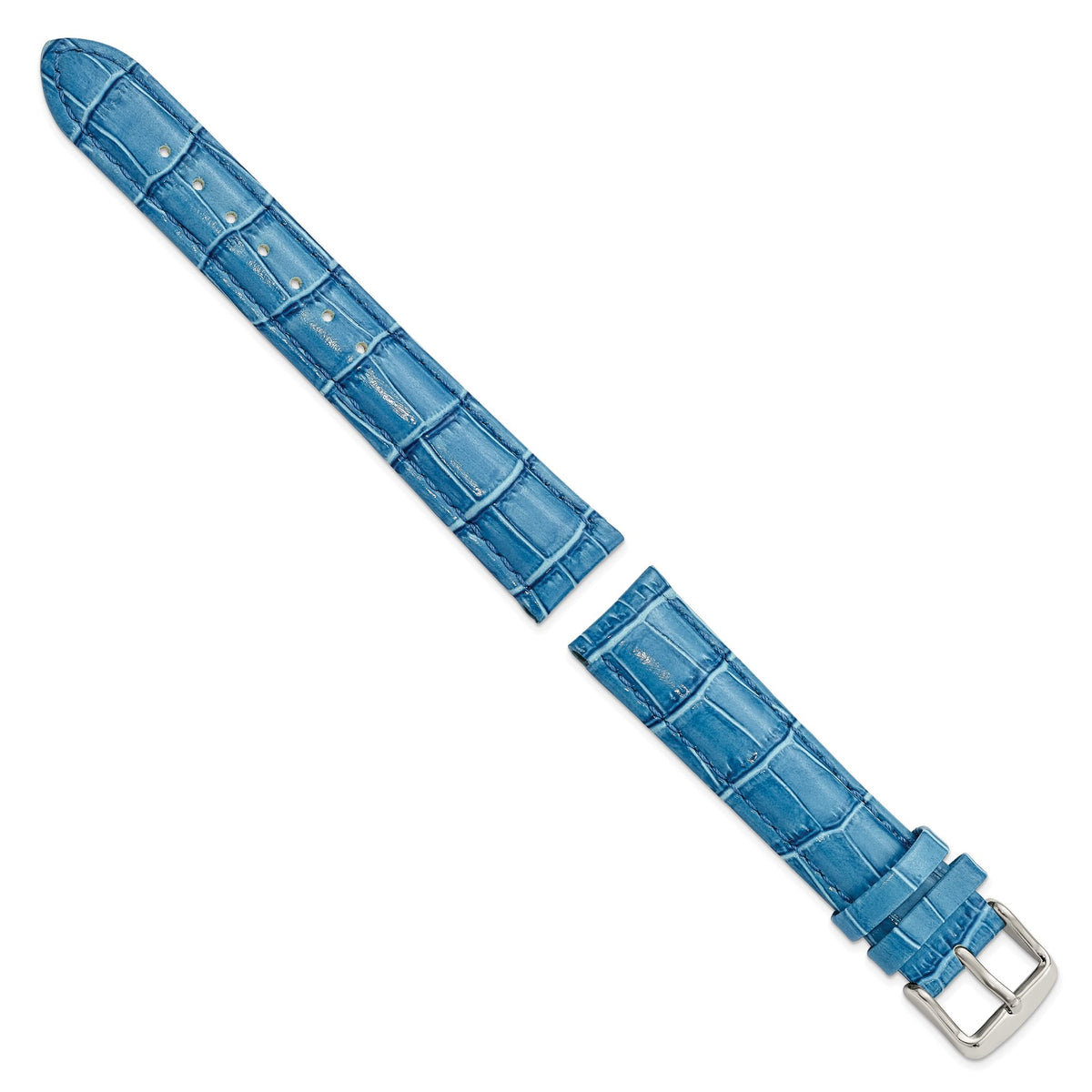 Crocodile-Grain Blue Watch Band in Leather - Sophia Jewelers