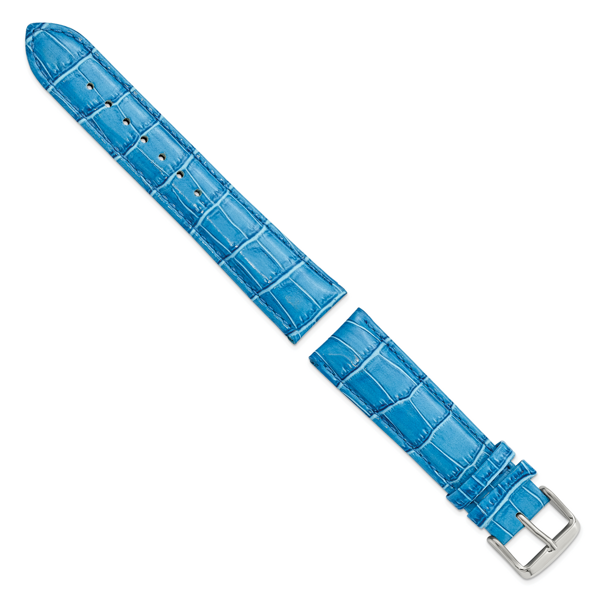 Crocodile-Grain Blue Watch Band in Leather - Sophia Jewelers