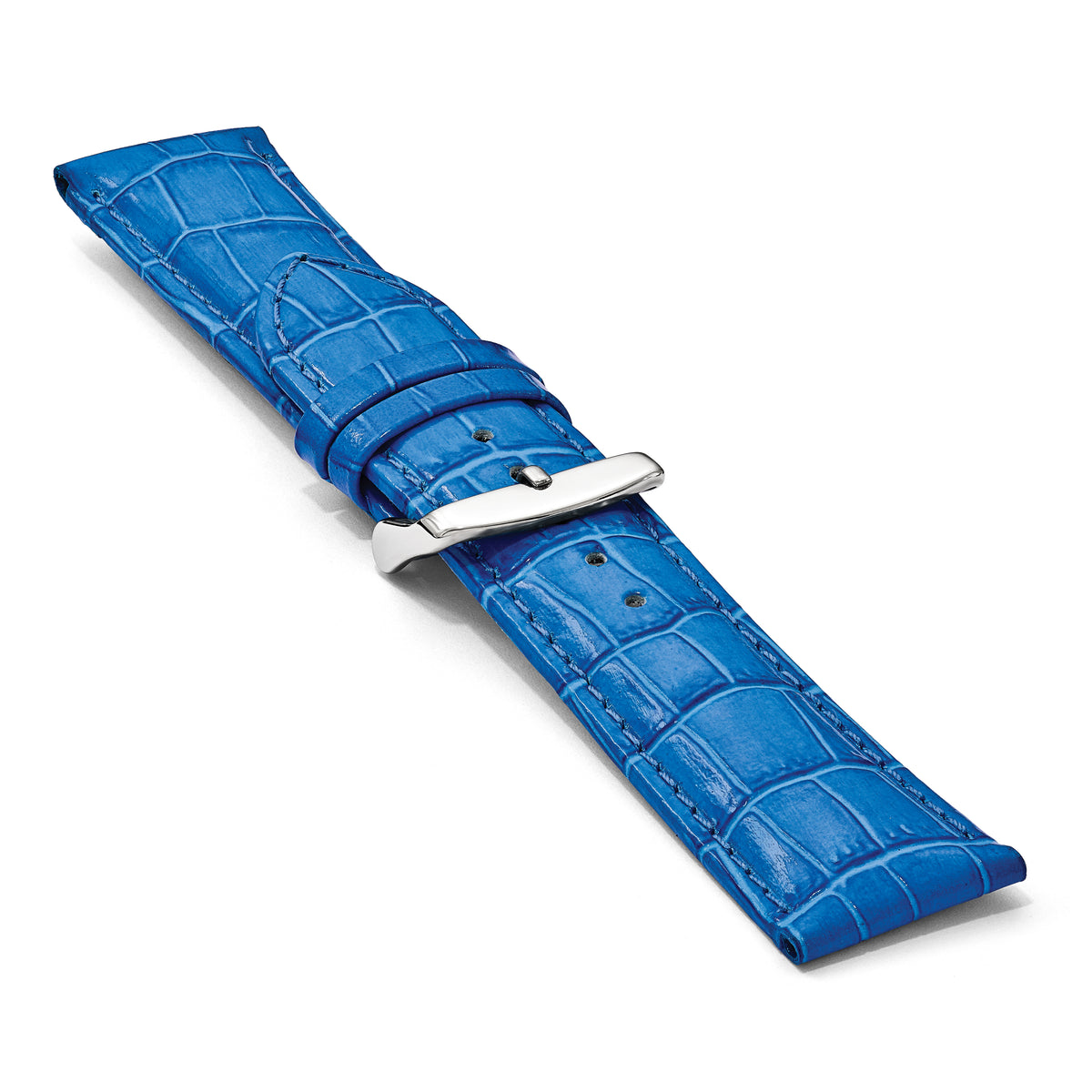 Crocodile-Grain Blue Watch Band in Leather - Sophia Jewelers