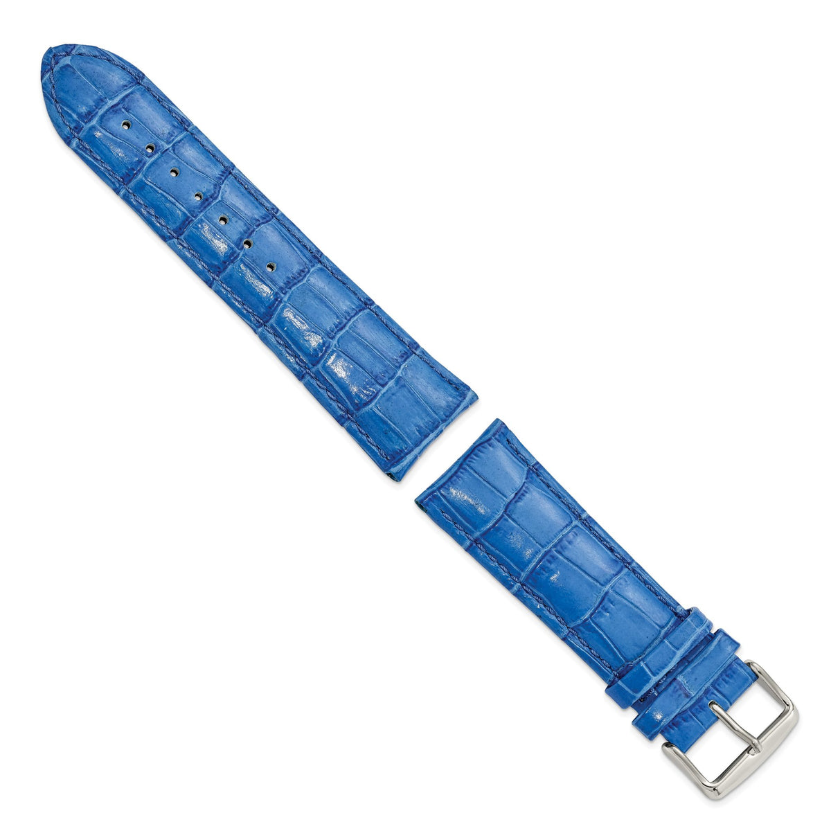 Blue Crocodile-Grain Chronograph Watch Band, 24mm - Sophia Jewelers