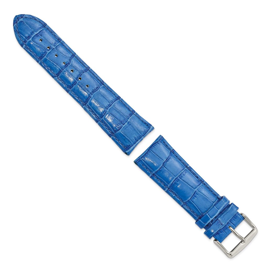 Crocodile-Grain Blue Watch Band in Leather - Sophia Jewelers