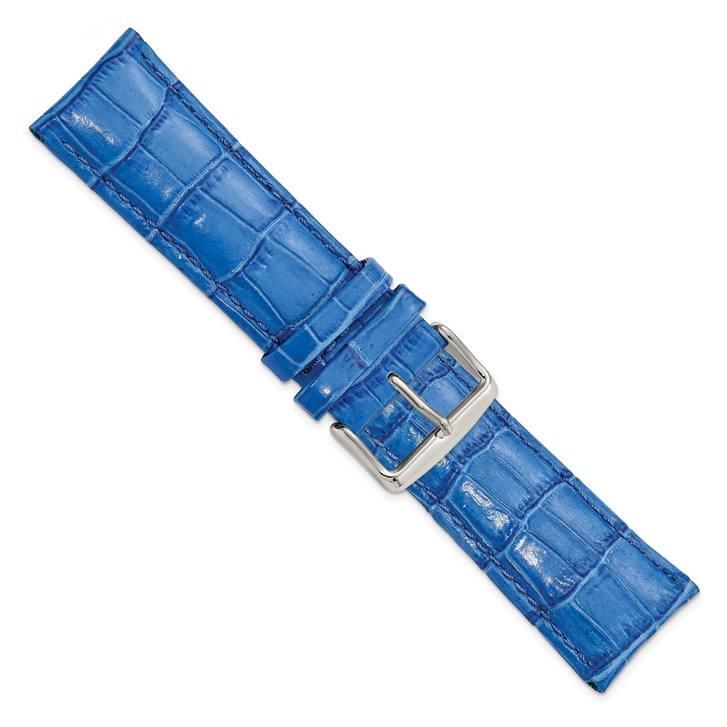 Crocodile-Grain Blue Watch Band in Leather - Sophia Jewelers