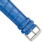 Blue Crocodile-Grain Chronograph Watch Band in Leather, 24mm