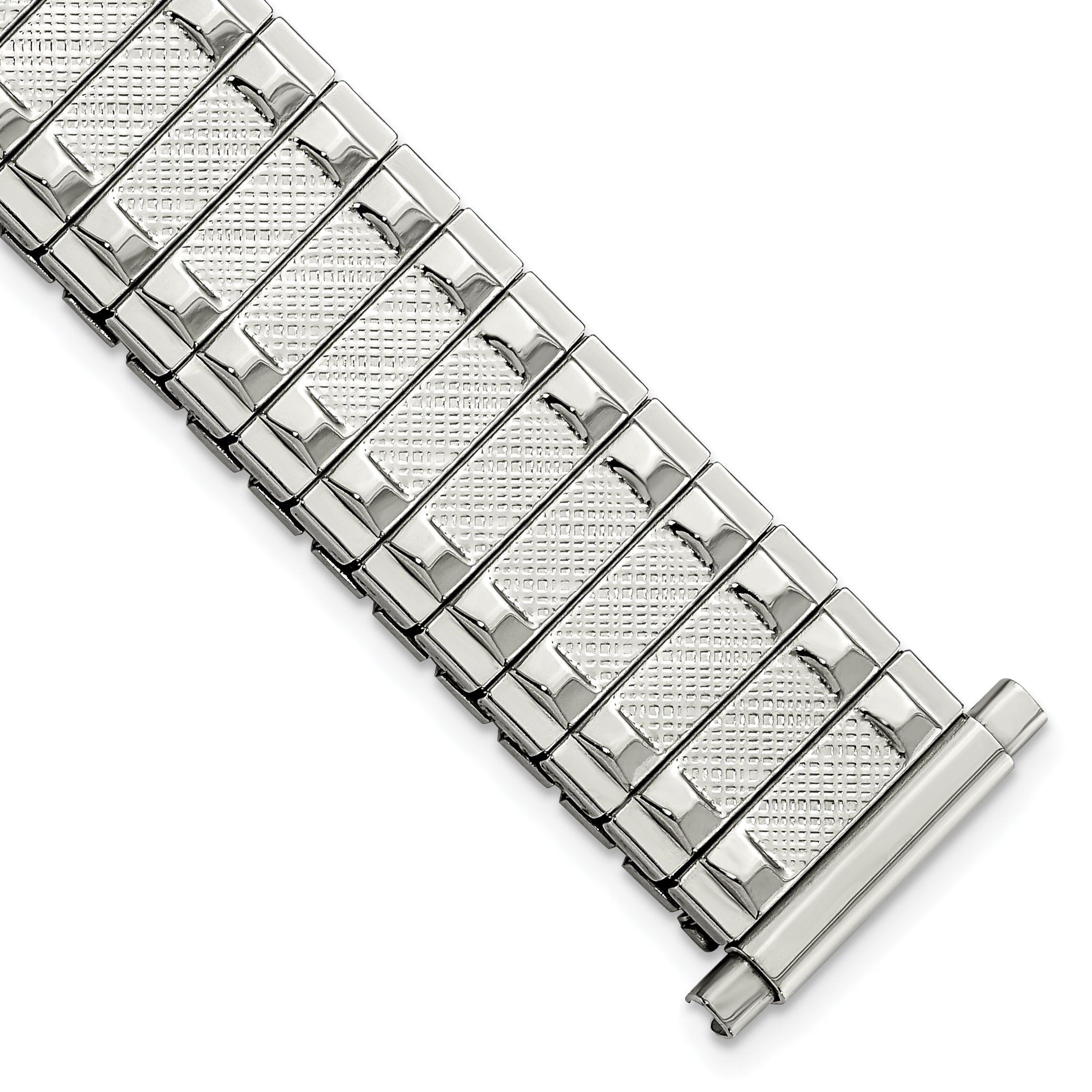 15-20mm Satin and Polished Stainless Steel 6.25 inch Expansion Watch Band Main image