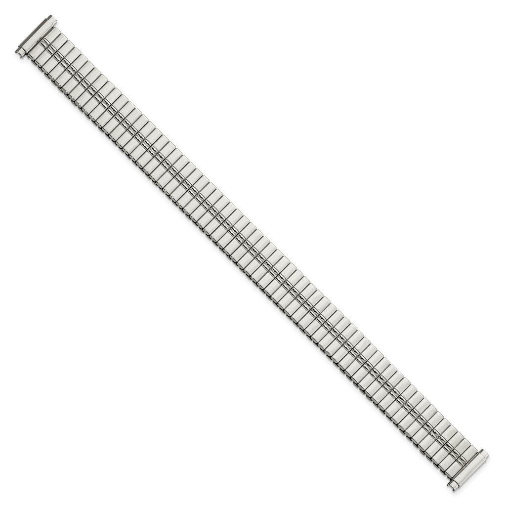 Ladies Extra-Long 11-15mm High Polished Stainless Steel 6.75 inch Expansion Watch Band