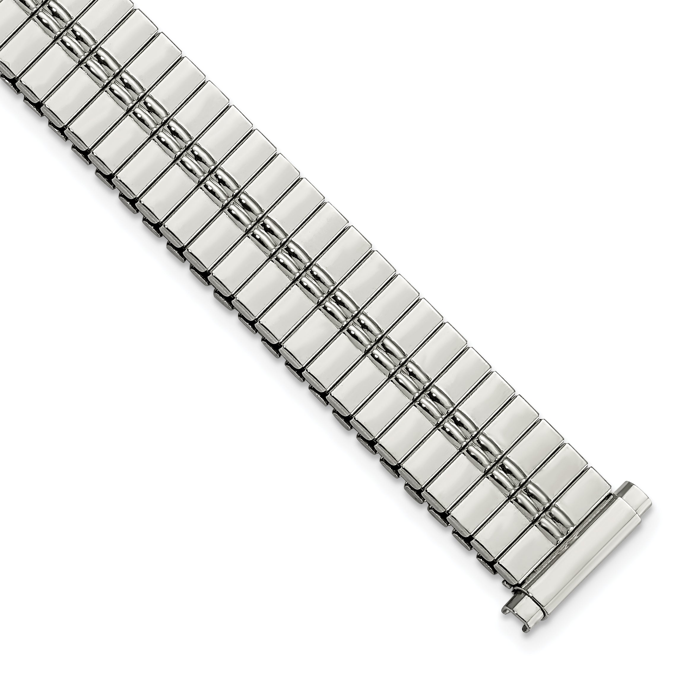 Ladies Extra-Long 11-15mm High Polished Stainless Steel 6.75 inch Expansion Watch Band Main image