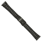 Long 18-22mm President-Style Satin and Polished Black  IP-plated Stainless Steel with Deployment Buckle 7 inch Watch Band