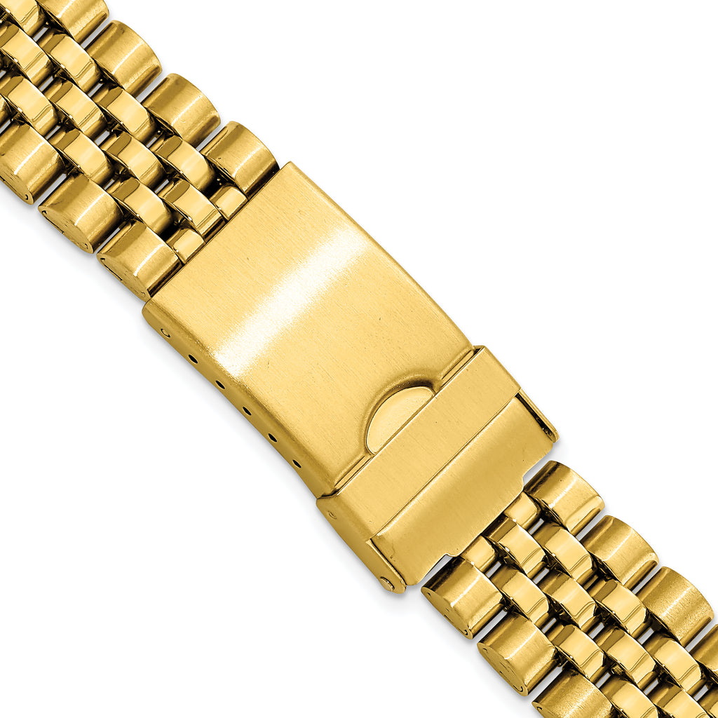 Gilden 18-22mm Long Jubilee-Style Satin and Polished Yellow IP-Plated Stainless Steel with Deployment Buckle 7 inch Watch Band