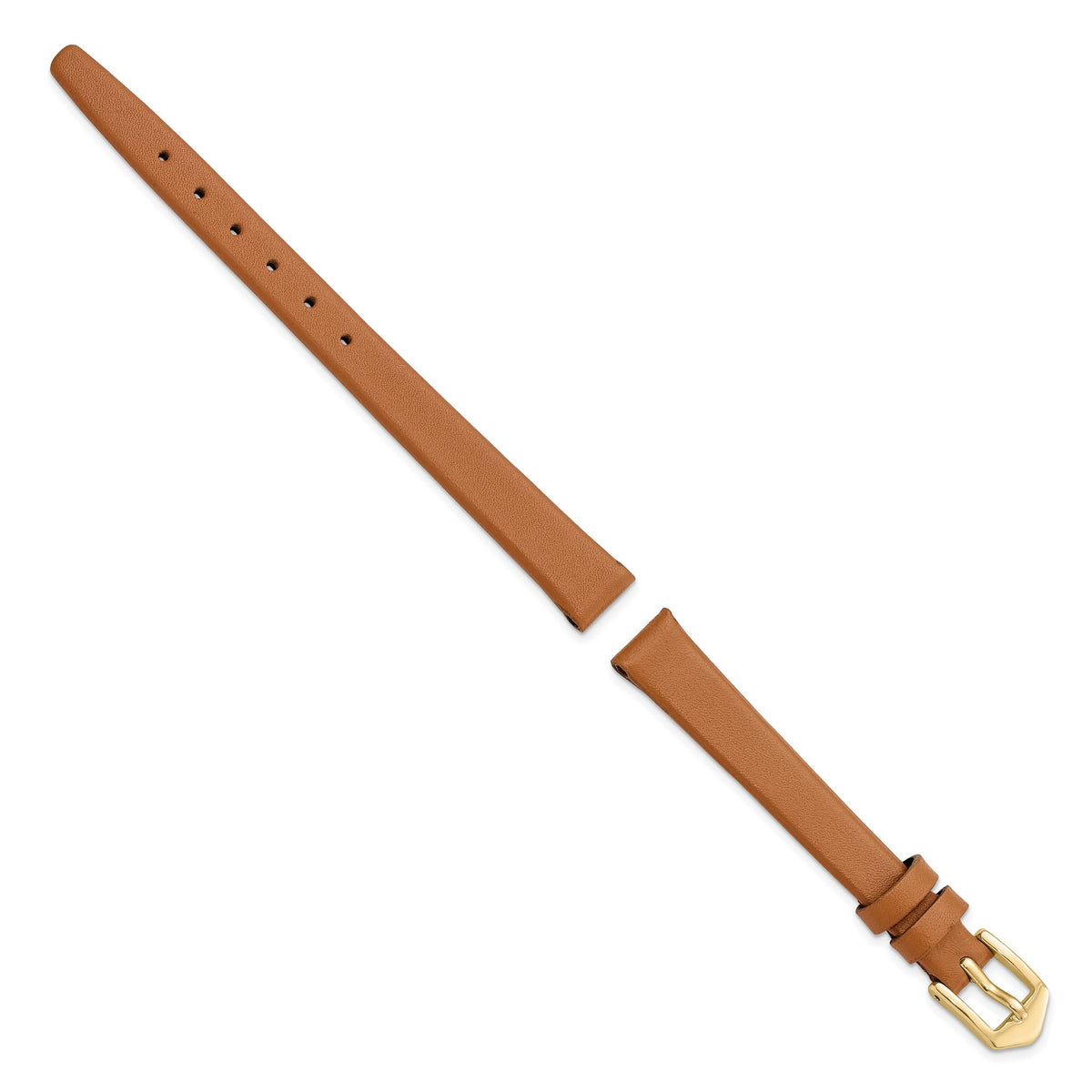 Light Brown Calfskin Leather Watch Band in Gold-Tone Buckle - Sophia Jewelers