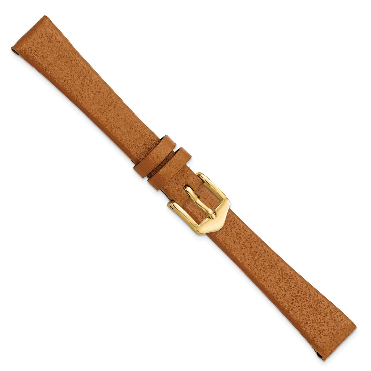 Light Brown Calfskin Leather Watch Band in Gold-Tone Buckle - Sophia Jewelers