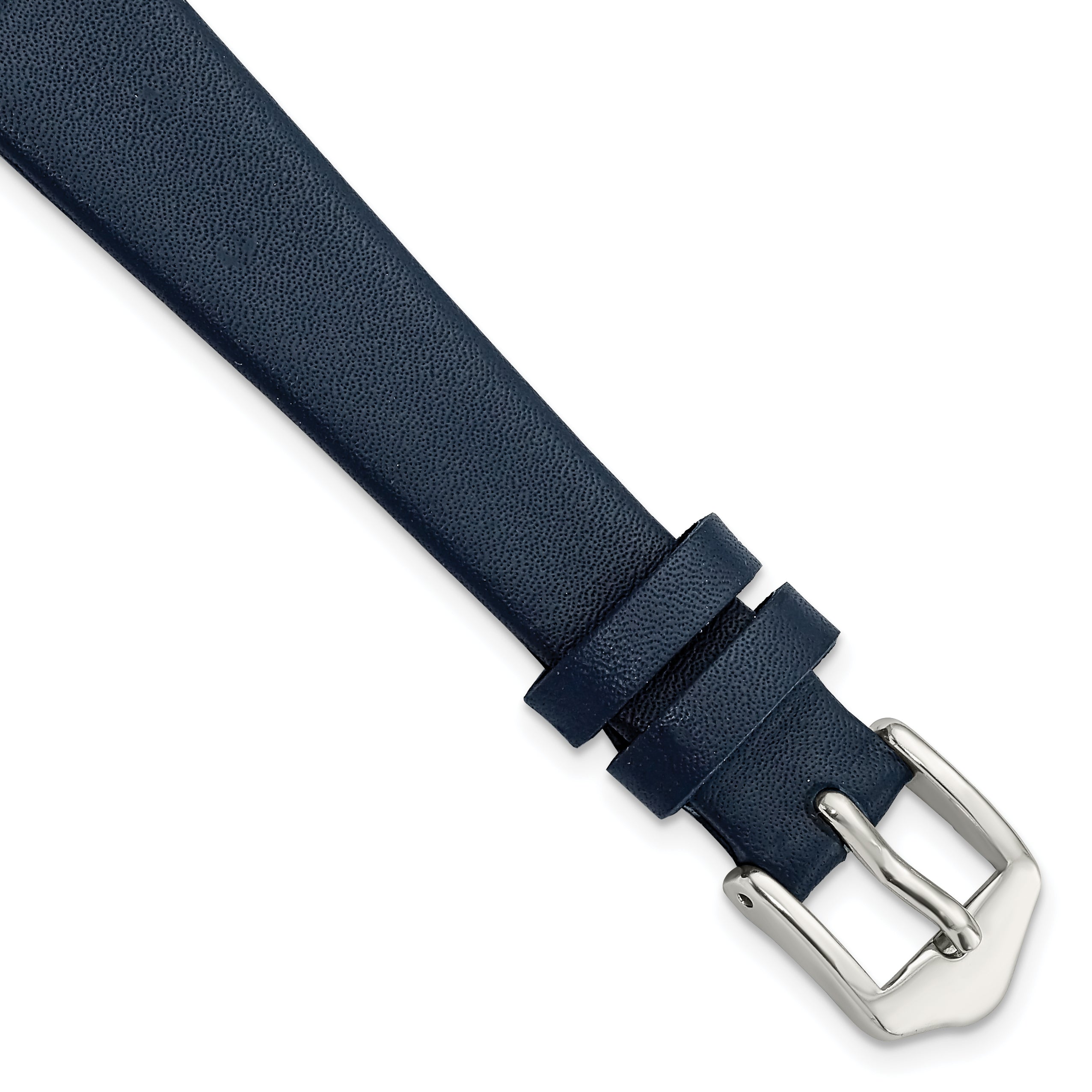 20mm Navy Blue Classic Calfskin Leather with Silver-tone Aluminum Buckle 6.6 inch Watch Band