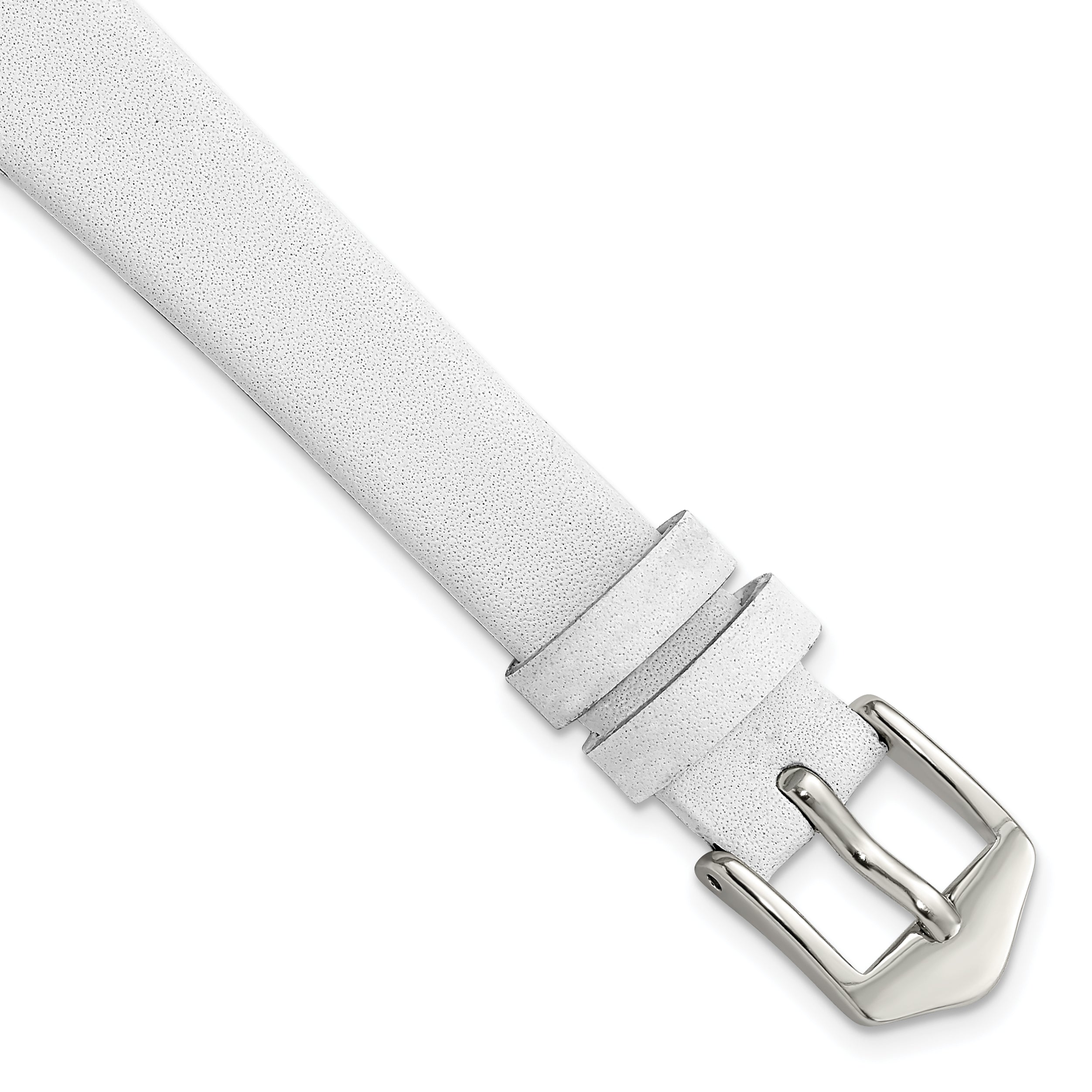 12mm White Classic Calfskin Leather with Silver-tone Aluminum Buckle 6.6 inch Watch Band