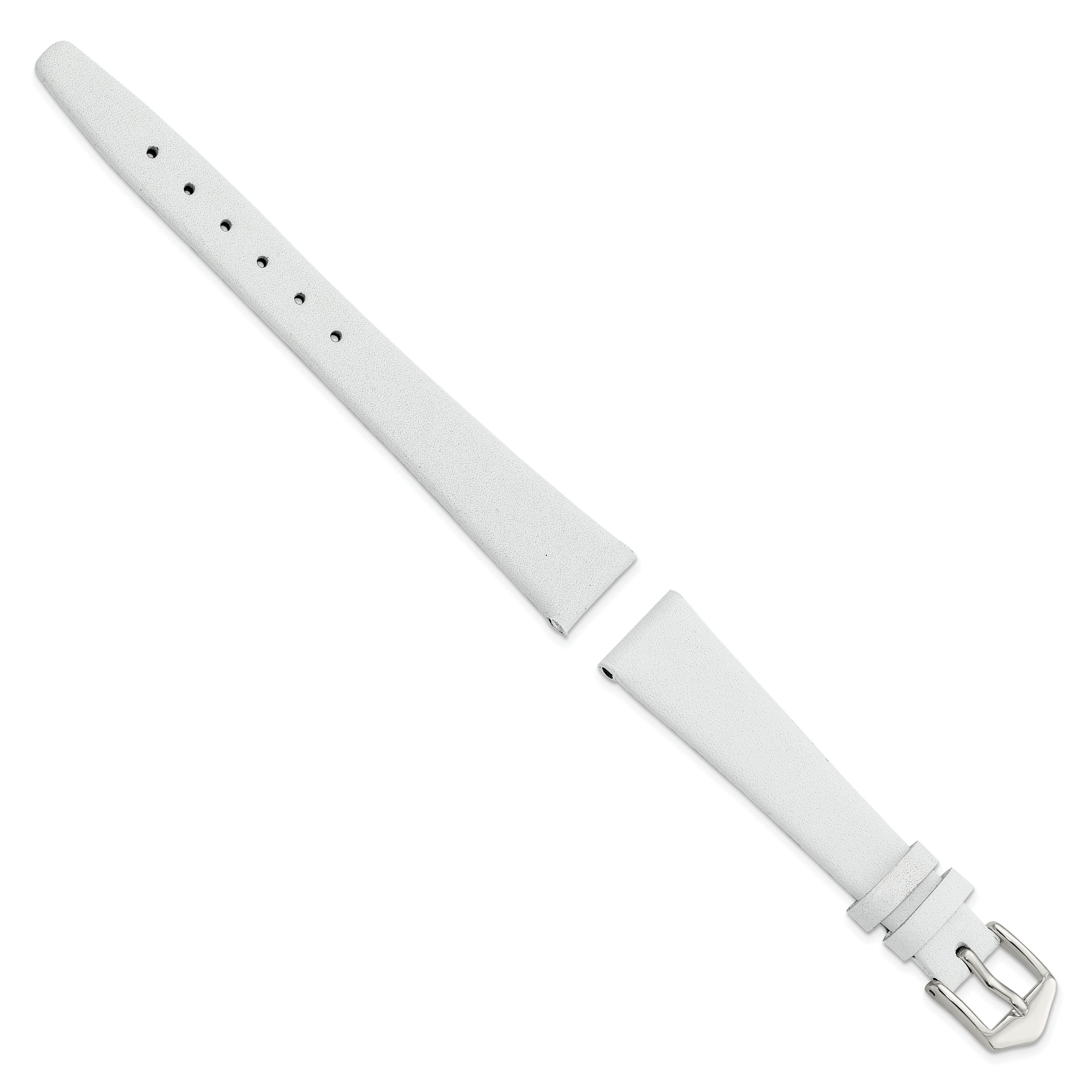 20mm White Classic Calfskin Leather with Silver-tone Aluminum Buckle 6.6 inch Watch Band