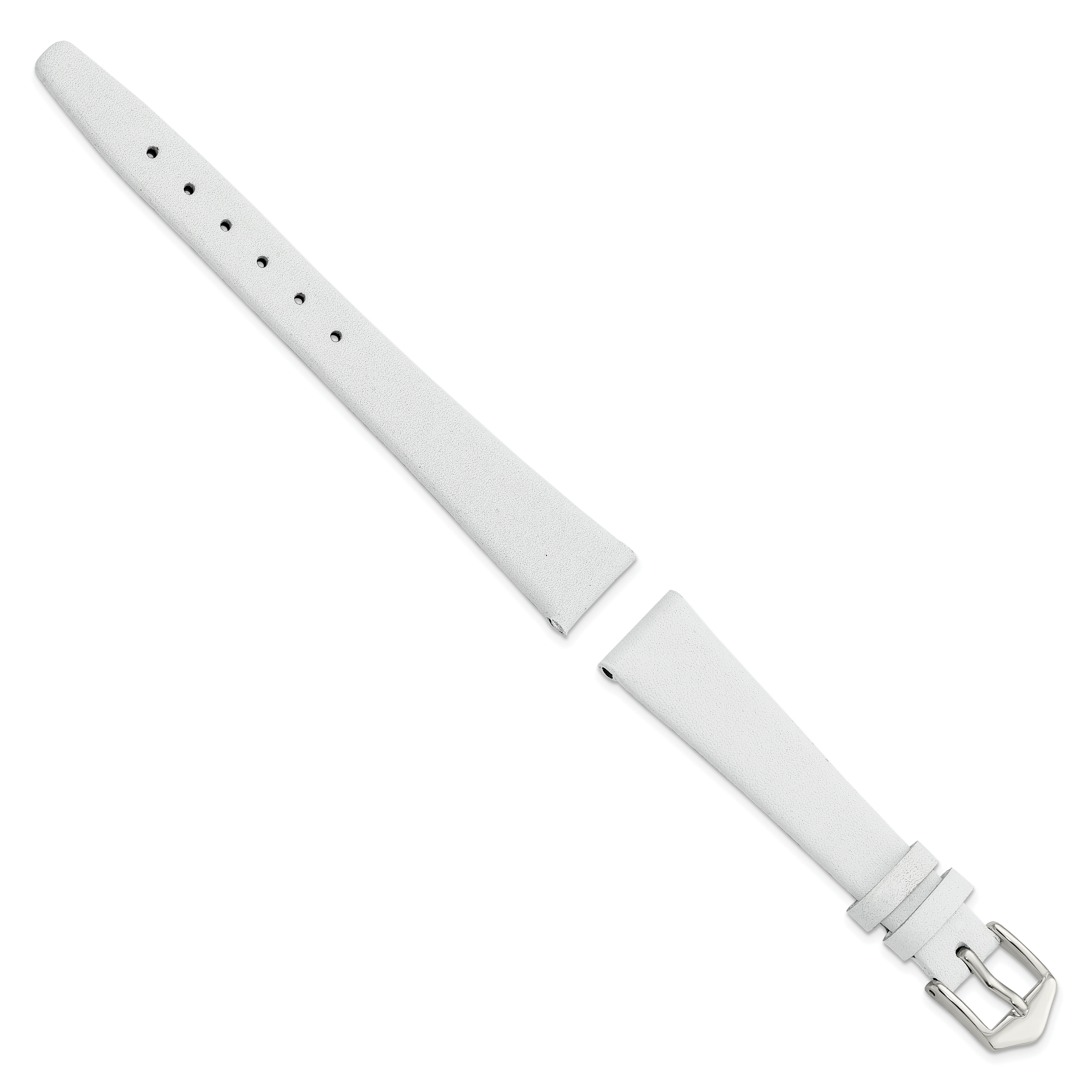 White Calfskin Leather Watch Band with Silver-Tone Buckle 20mm
