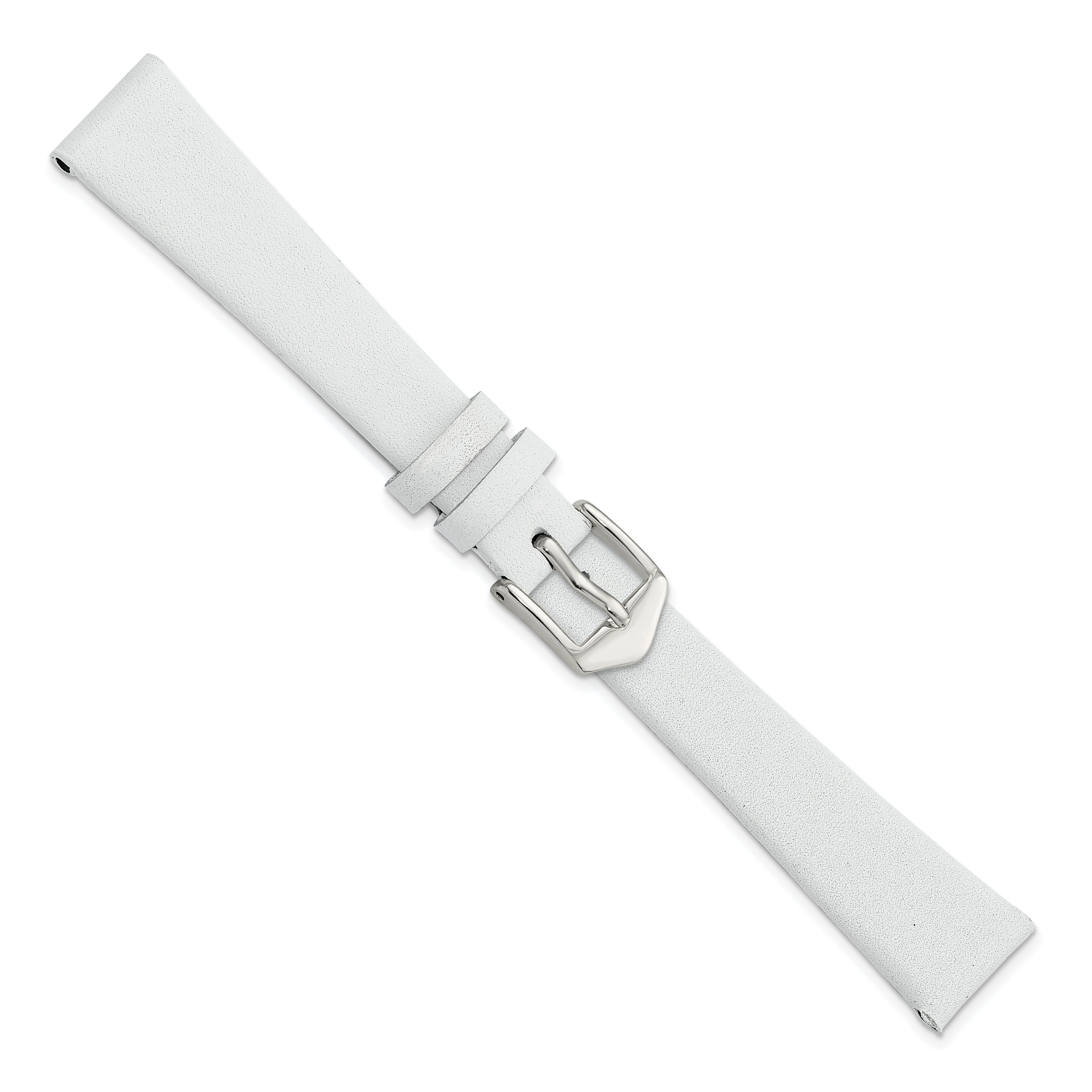 White Calfskin Leather Watch Band with Silver-Tone Buckle 20mm